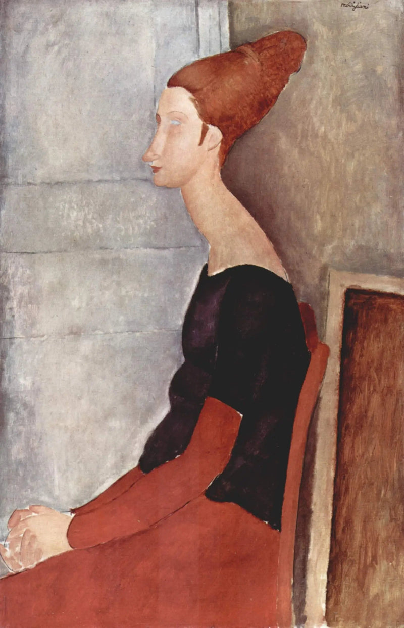 Portret van Jeanne Hébuterne zittend in profiel - Amedeo Modigliani