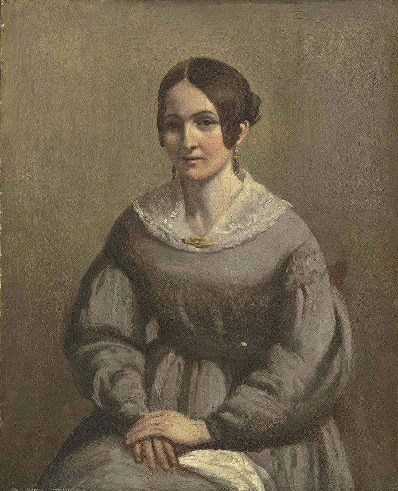 Portret van jonge vrouw - Jean-Baptiste Camille Corot