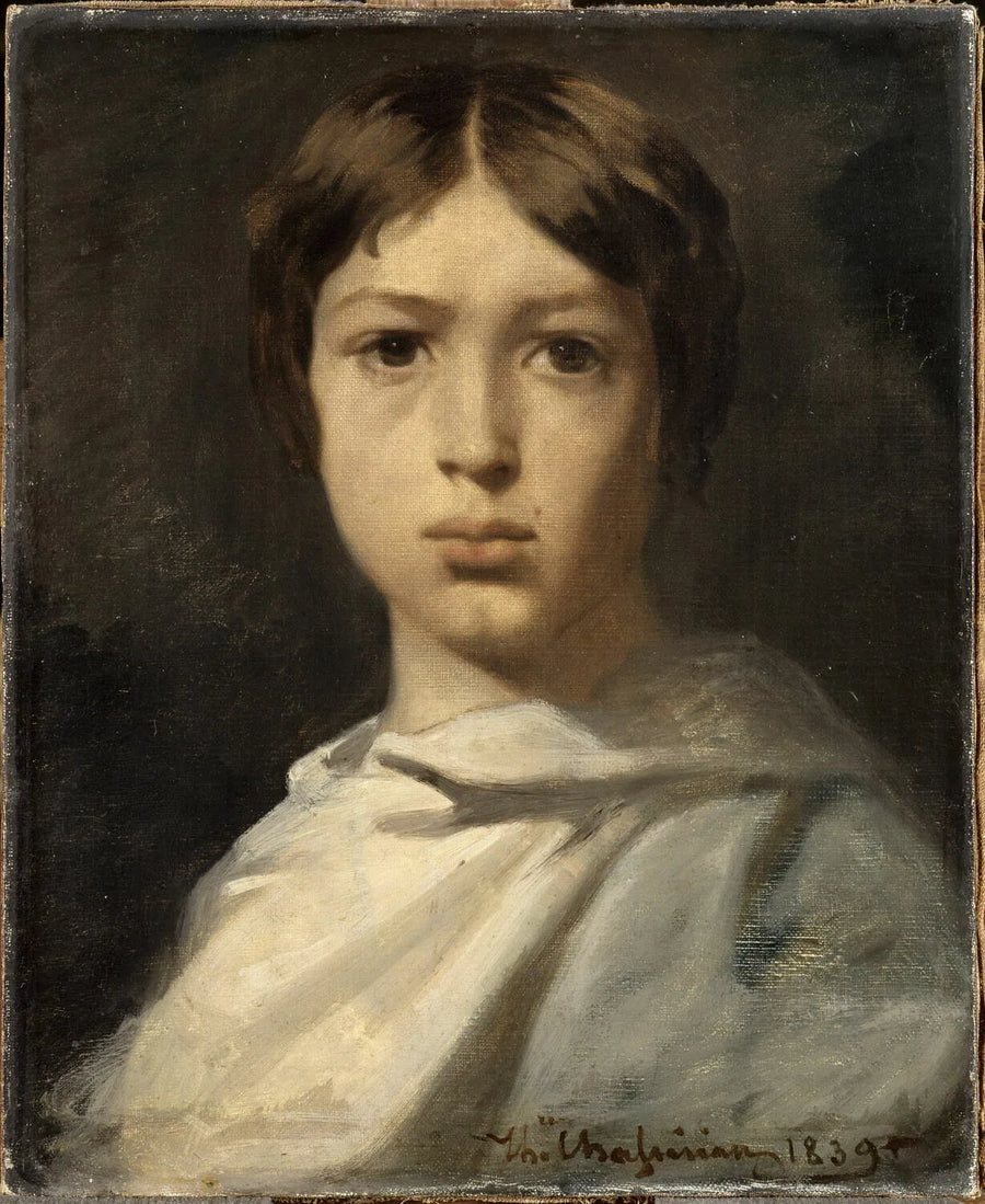 Portret van een jonge jongen. De Kleurenslijper van de kunstenaar - Théodore Chassériau