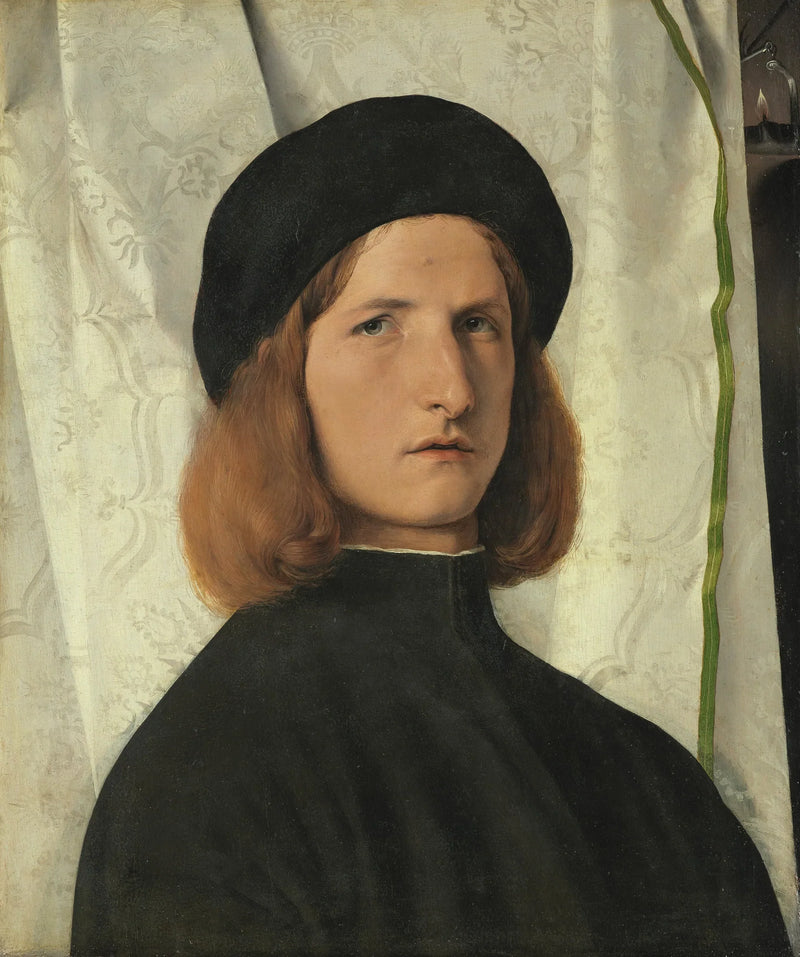 Portret van een jonge man bij de lamp - Lorenzo Lotto