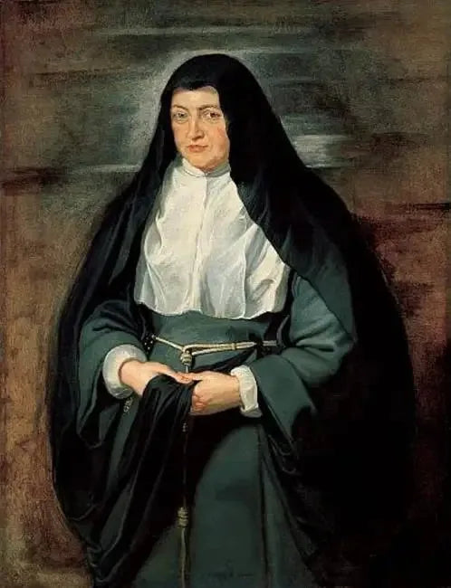 Portret van de aartshertogin Isabelle-Claire Eugénie, Spaanse regentes van Nederland, in een clarissenhabit - Peter Paul Rubens