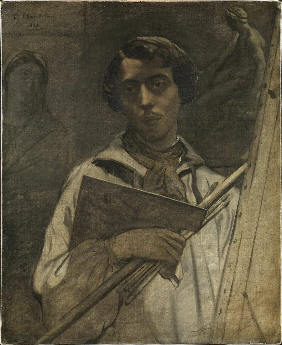 Portret van de kunstenaar die een palet vasthoudt - Théodore Chassériau