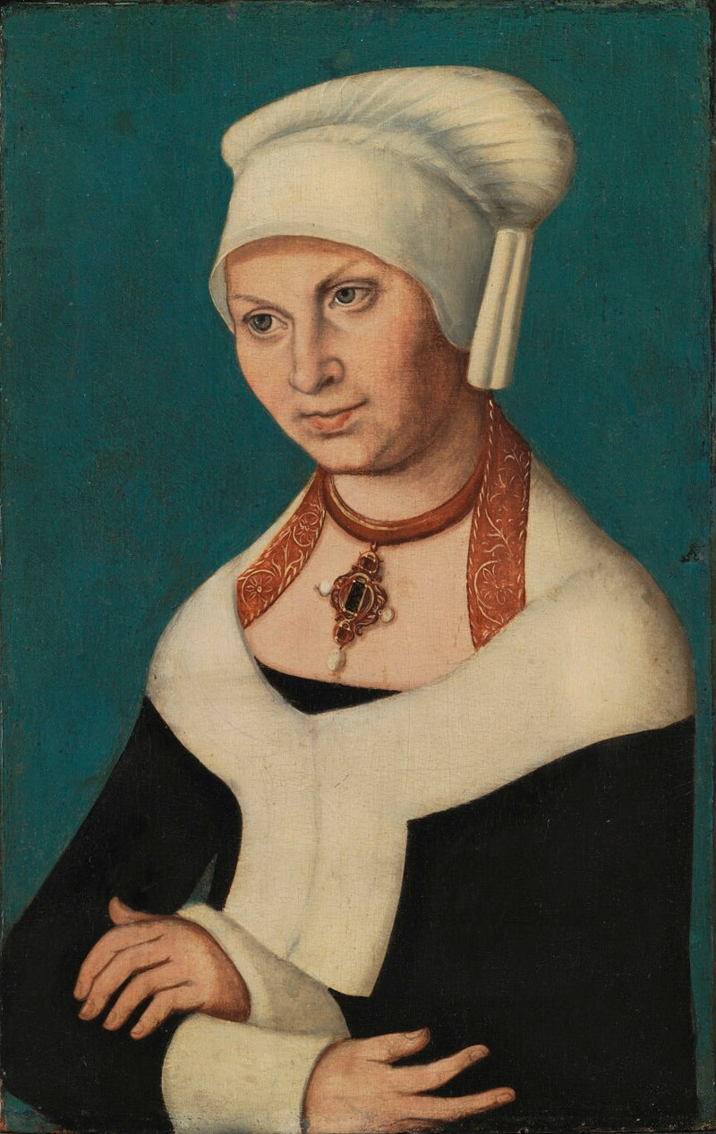 Portret van hertogin Barbara van Saksen, 1478-1534 (echtgenote van Georg de Snavel) - Lucas Cranach de Oudere