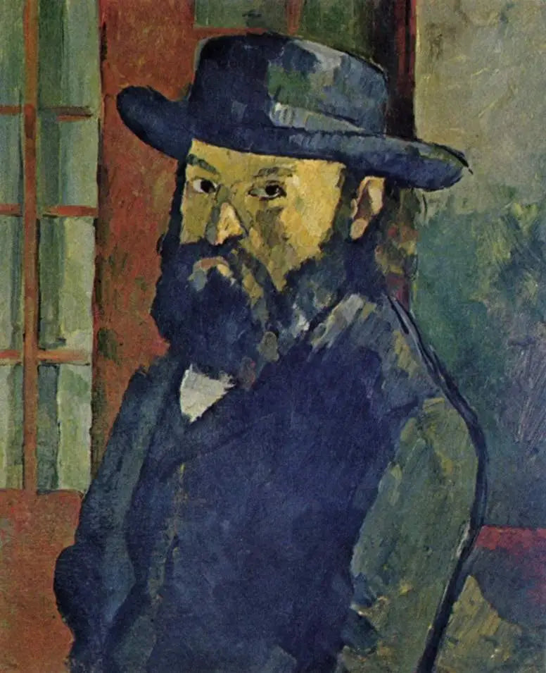 Portret van de kunstenaar met brede rand hoed - Paul Cézanne