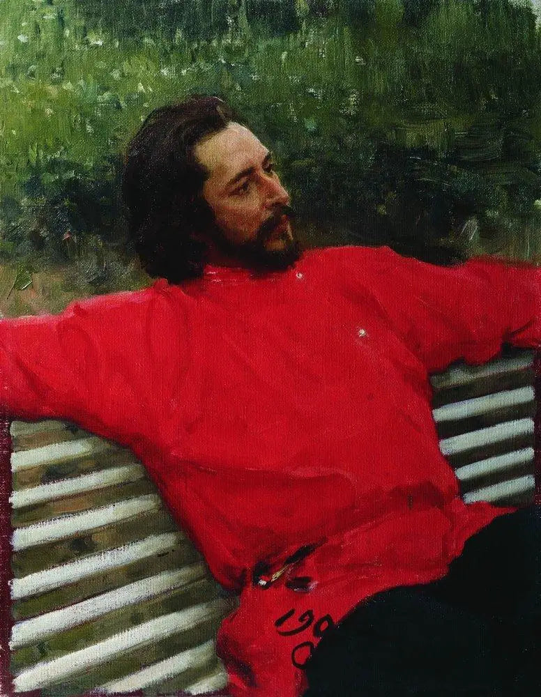 Portret van de schrijver Leonid Nikolaïevitch Andreïev (zomerverblijven). - Ilya Repin