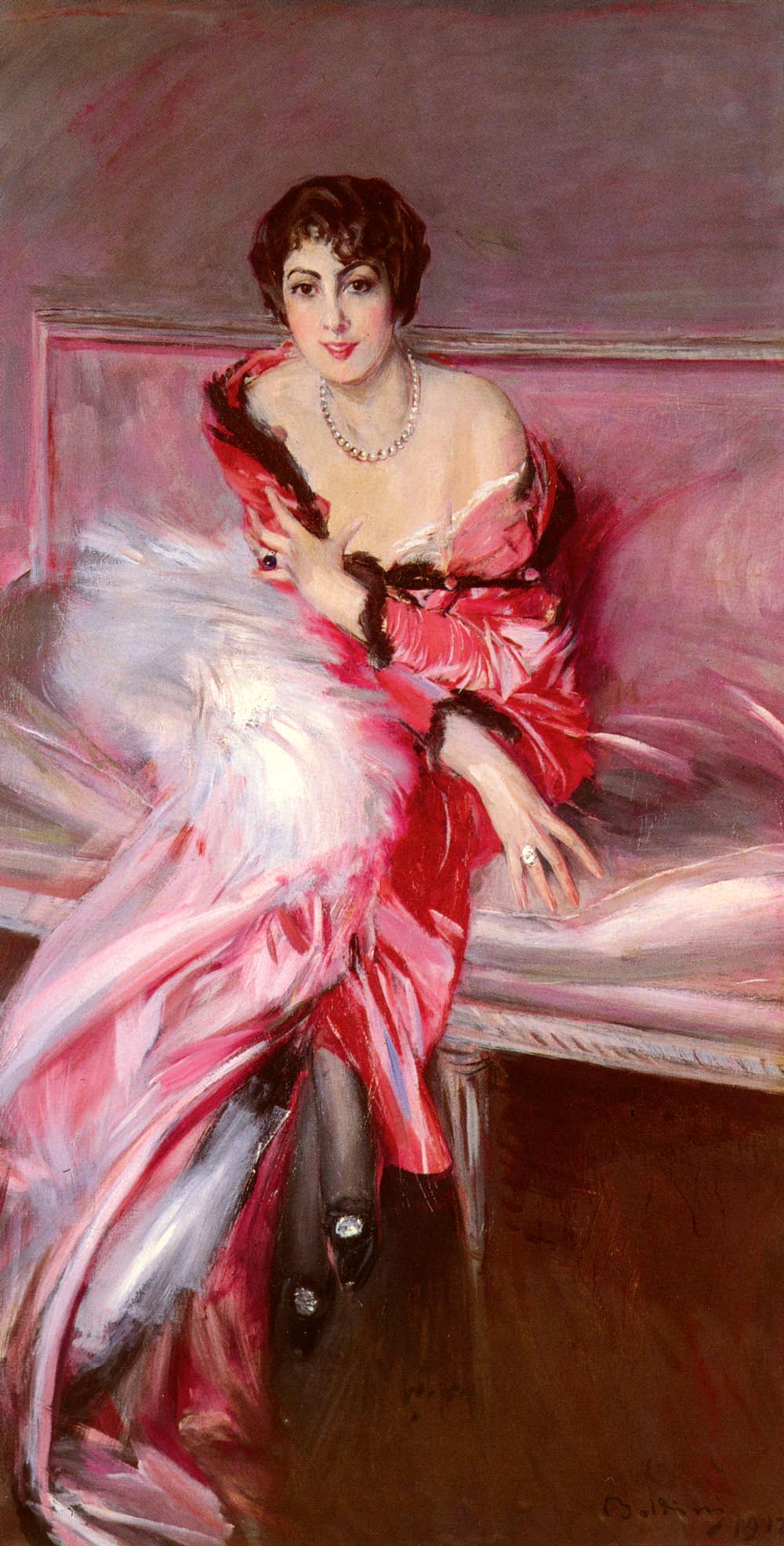 Portrait De Madame Juillard En Rouge - Giovanni Boldini - Alpha Reproduction