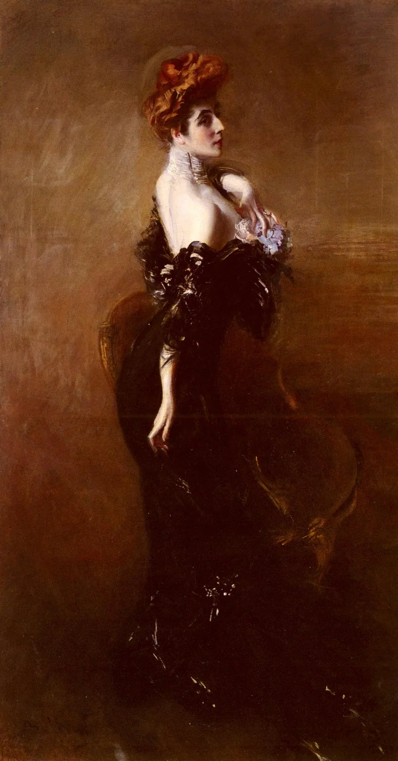Portret van Madame Pages in avondjurk - Giovanni Boldini