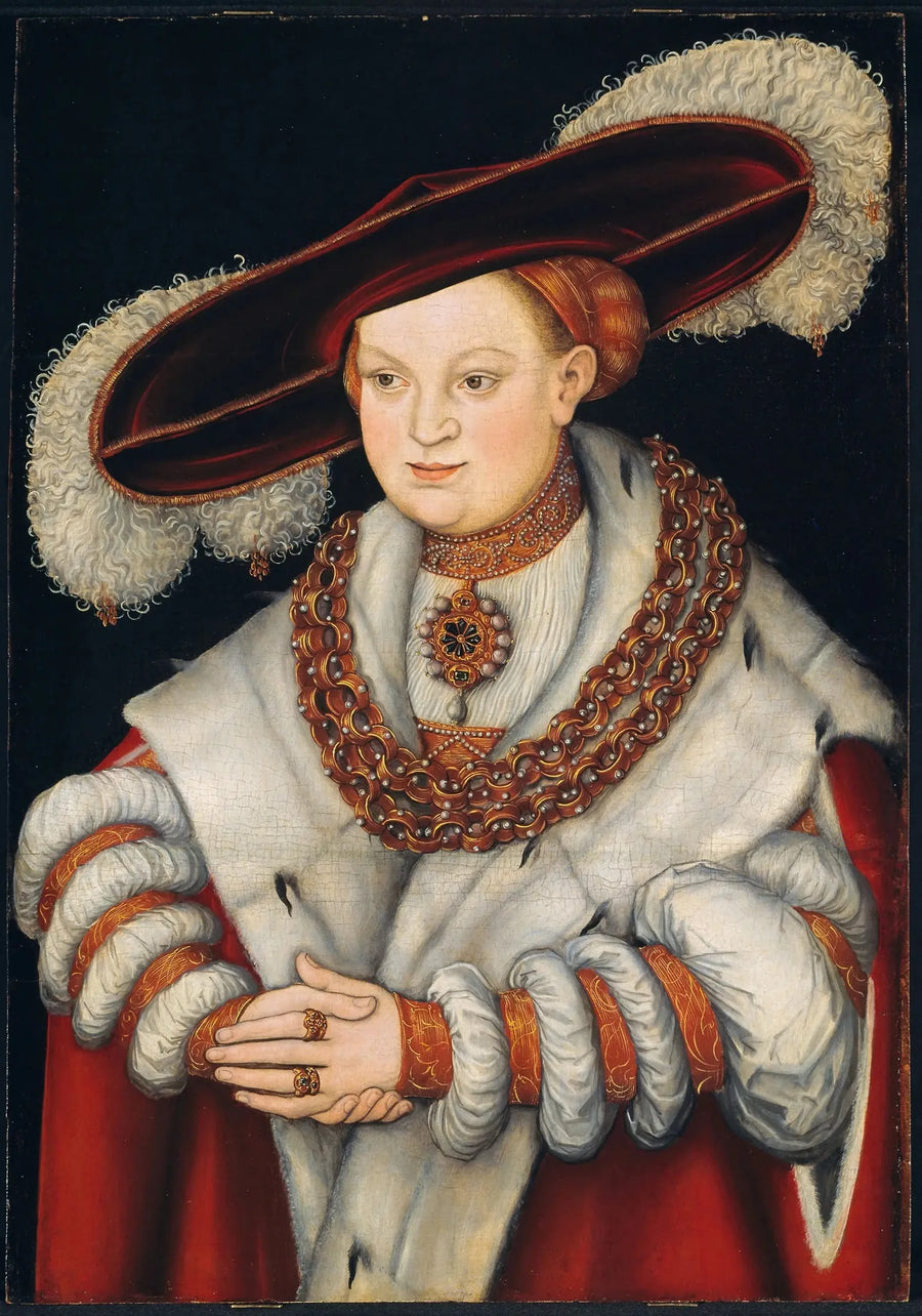 Portret van Madeleine de Saxe, eerste vrouw van keurvorst Joachim II van Brandenburg - Lucas Cranach de Oudere