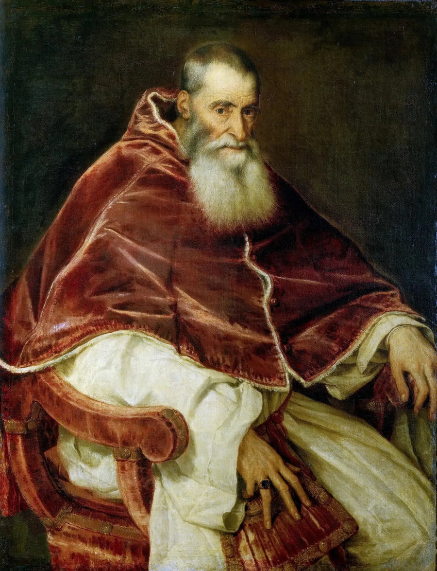 Portret van Paus Paulus III - Titiaan