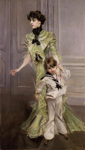 Portret van Pauline Hugo met haar zoon Jean - Giovanni Boldini