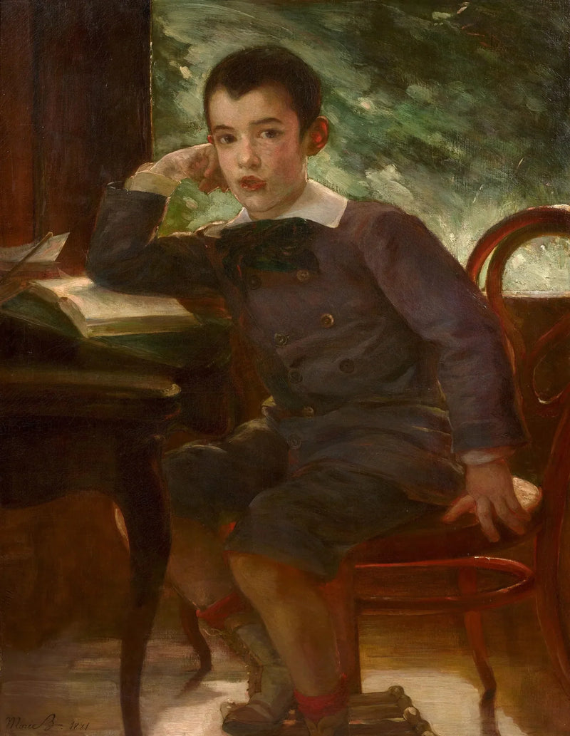Portret van Pierre Bracquemond als kind, zoon van de kunstenaar - Marie Bracquemond