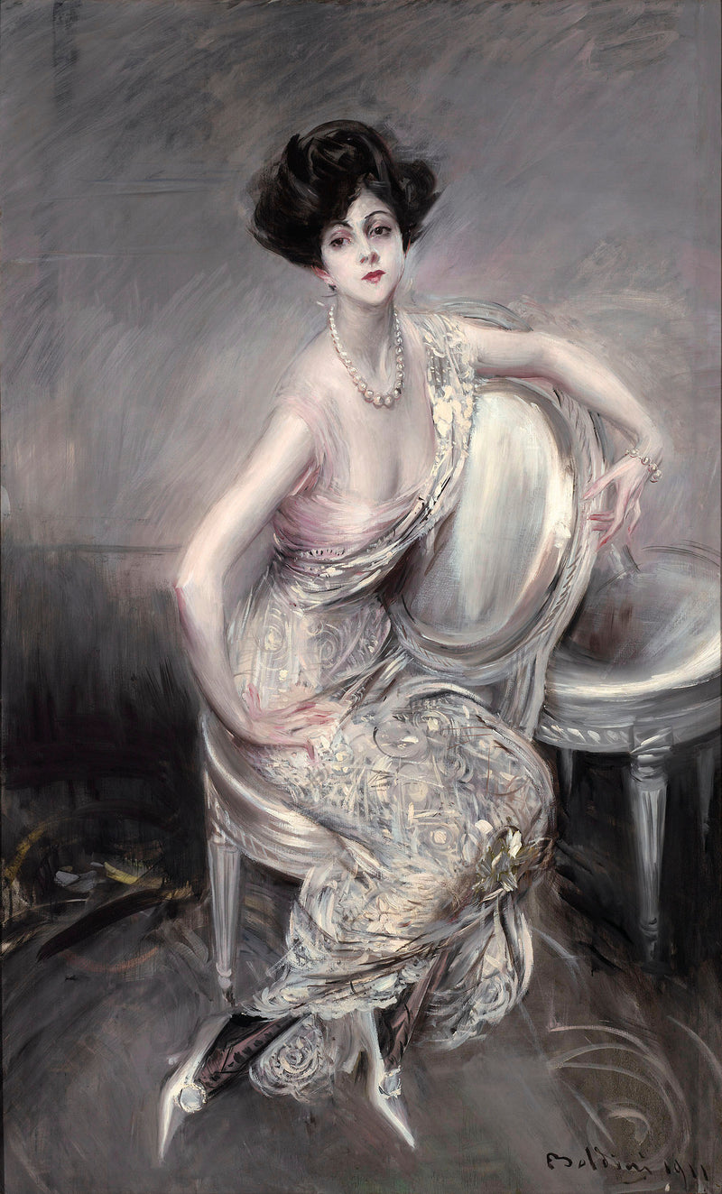 Portret van Rita de Acosta Lydig zittend - Giovanni Boldini