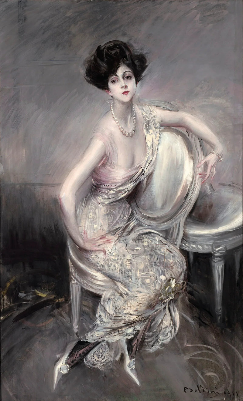 Portret van Rita de Acosta Lydig zittend - Giovanni Boldini