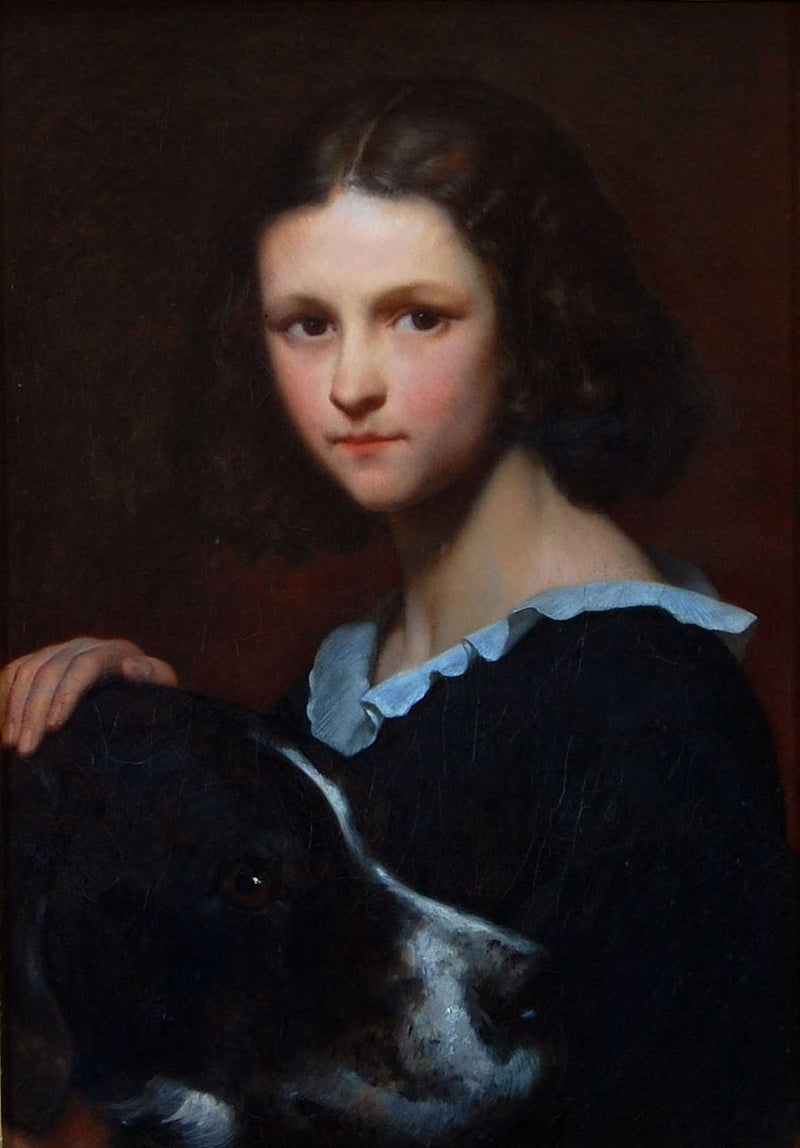 Portret van Scheffers dochter Cornelia, later mevrouw Marjolin, 10 jaar oud met mijn Turkse hond - Ary Scheffer