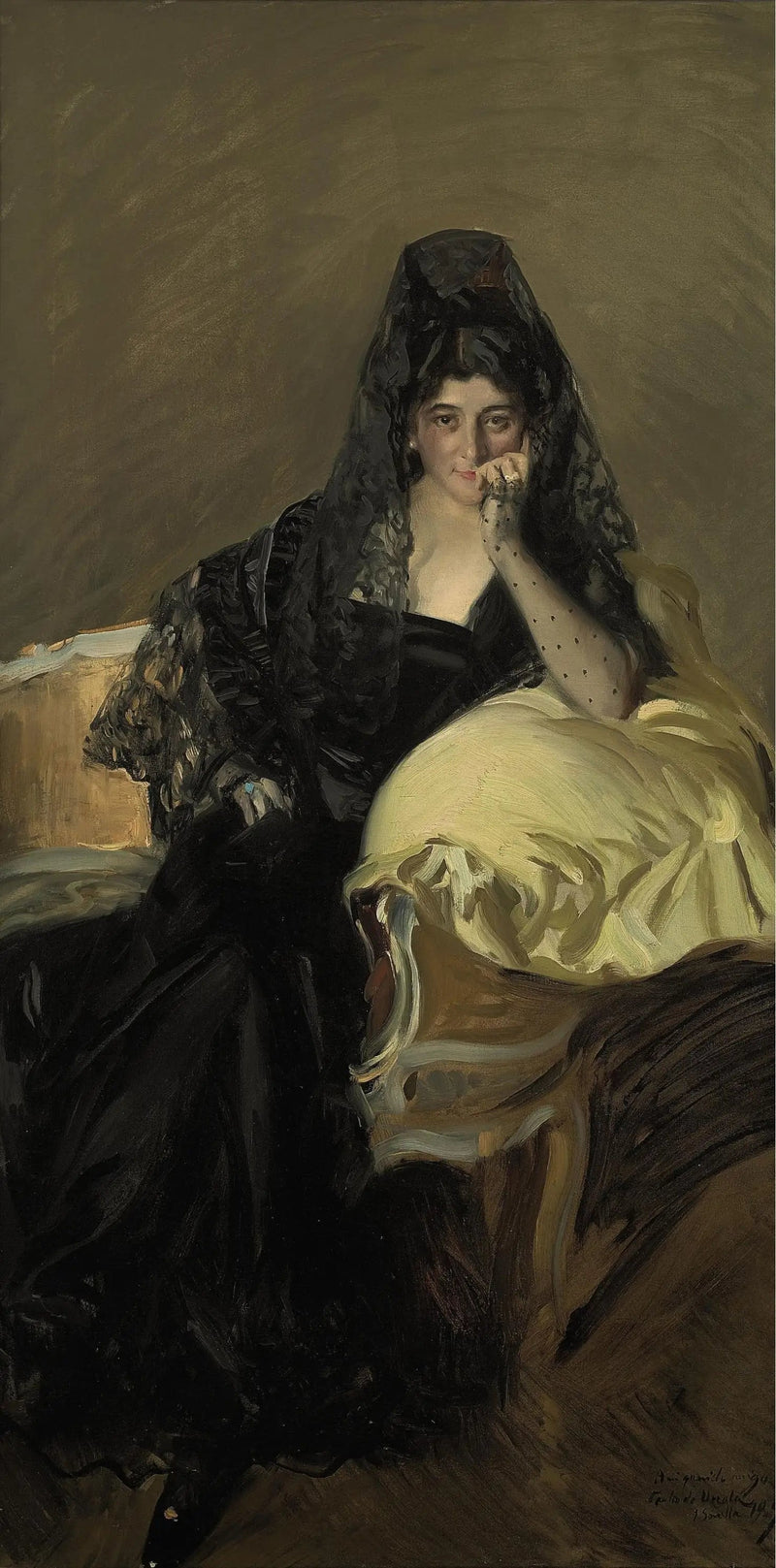 Portret van Señora de Urcola met een zwarte mantilla - Joaquín Sorolla