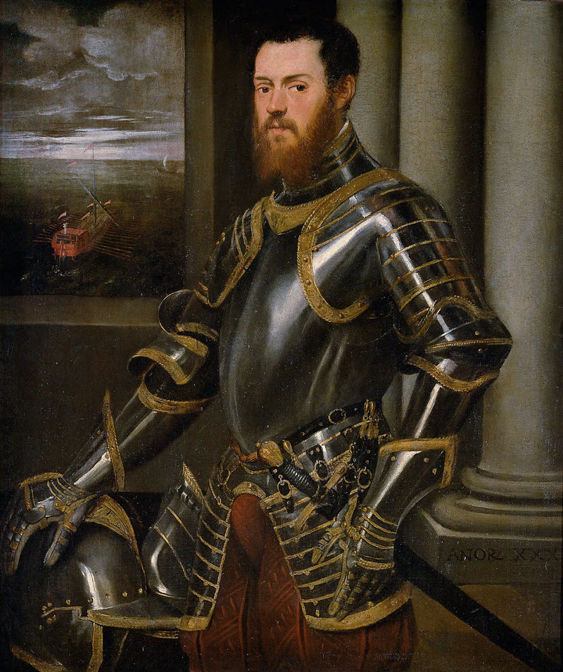 Portret van Sigismund Auguste met een koninklijke galei - Jacopo Tintoretto