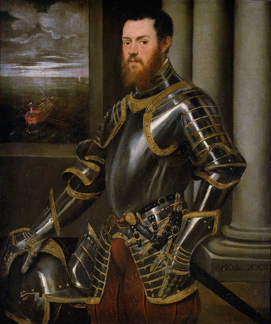 Portret van Sigismund Auguste met een koninklijke galei - Jacopo Tintoretto