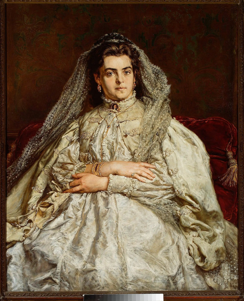 Portret van Teodora Matejko née Giebułtowska in trouwjurk. - Jan Matejko

Source:
Portrait de Teodora Matejko née Giebułtowska en robe de mariée. - Jan Matejko