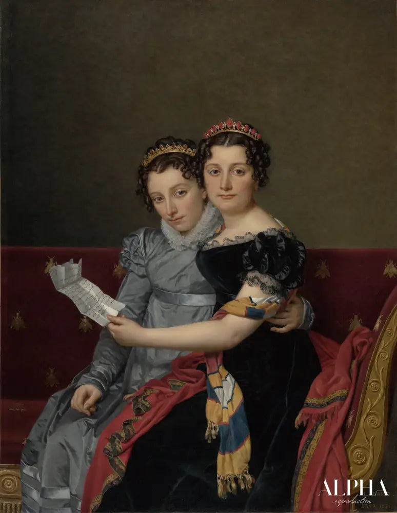 Portrait des sœurs Zénaïde et Charlotte Bonaparte - Jacques-Louis David - Reproductions de tableaux et peintures haut de gamme