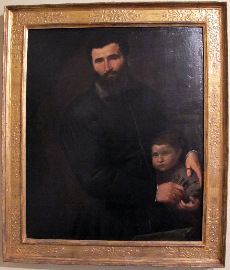 Portret van de chirurg Gian Giacomo Bonamigo met zijn zoon Giovanni Antonio - Lorenzo Lotto