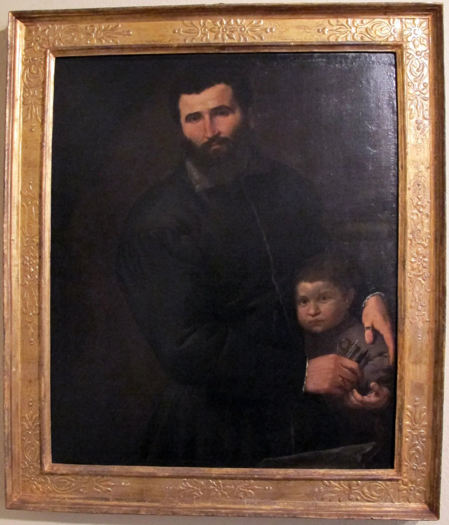 Portret van de chirurg Gian Giacomo Bonamigo met zijn zoon Giovanni Antonio - Lorenzo Lotto