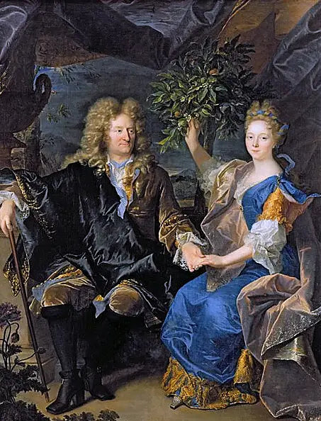 Portret van graaf Jan Andrzej Morsztyn en zijn dochter Isabelle Catherine - Hyacinthe Rigaud