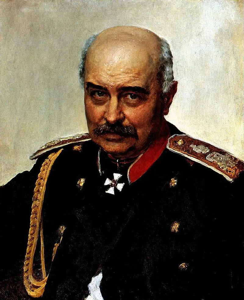 Portret van generaal en staatsman Mikhaïl Ivanovitch Dragomirov. - Ilya Repin