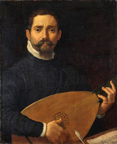 Portret van de luthist Giulio Mascheroni - Annibale Carracci