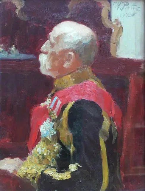 Portret van het lid van de Raad van State, graaf Alexandre Alexeïevitch Bobrinsky. - Ilya Repin