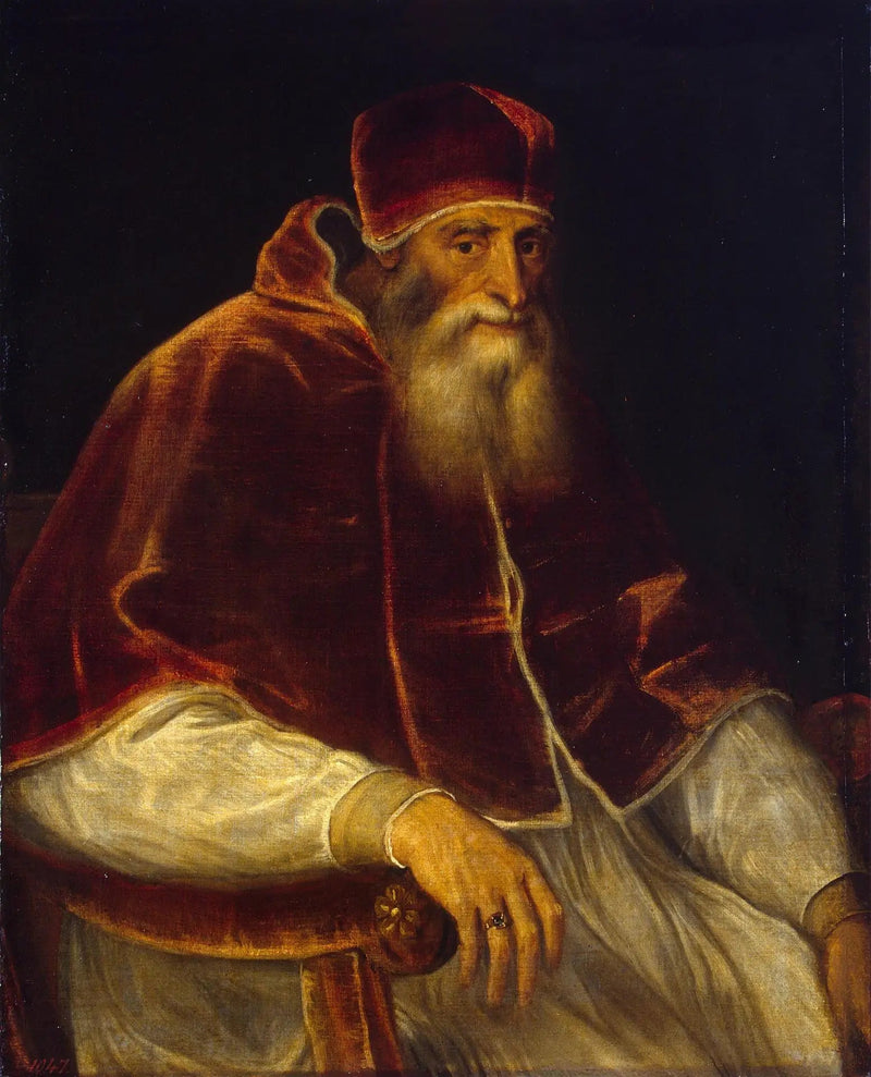 Portret van paus Paulus III - Titian