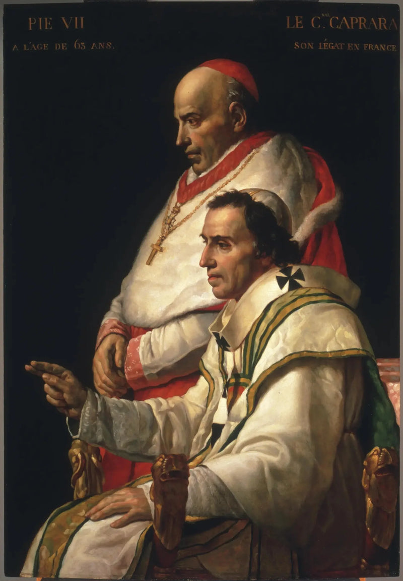 Portret van paus Pius VII en kardinaal Caprara - Jacques-Louis David