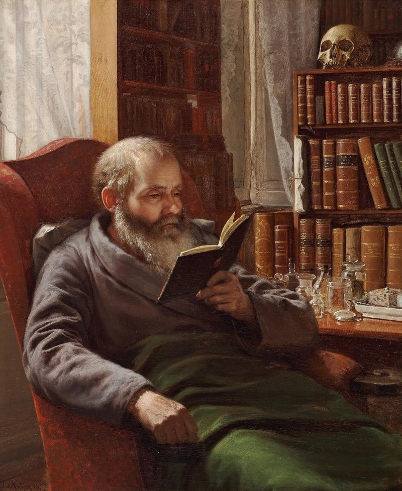 Portret van de adoptievader van de kunstenaar, de zoöloog en professor Henrik Nicolai Krøyer - Peder Severin Krøyer