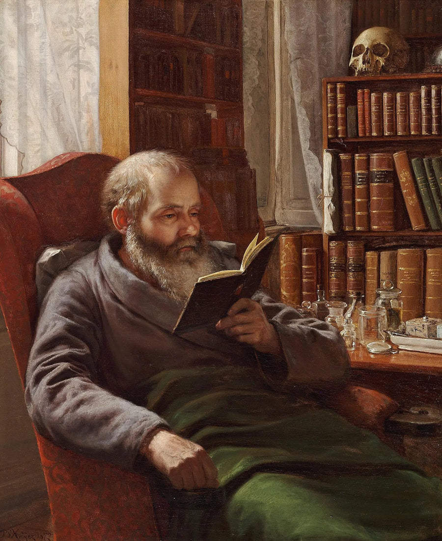 Portret van de adoptievader van de kunstenaar, de zoöloog en professor Henrik Nicolai Krøyer - Peder Severin Krøyer