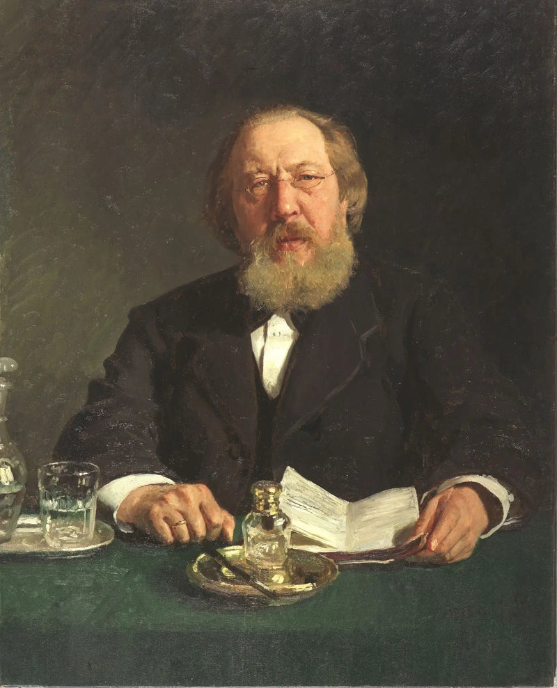 Portret van de dichter en slavofil Ivan Sergoejevitsj Aksakov - Ilya Repin