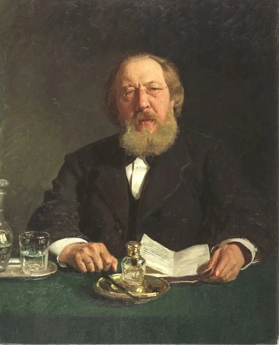 Portret van de dichter en slavofil Ivan Sergoejevitsj Aksakov - Ilya Repin