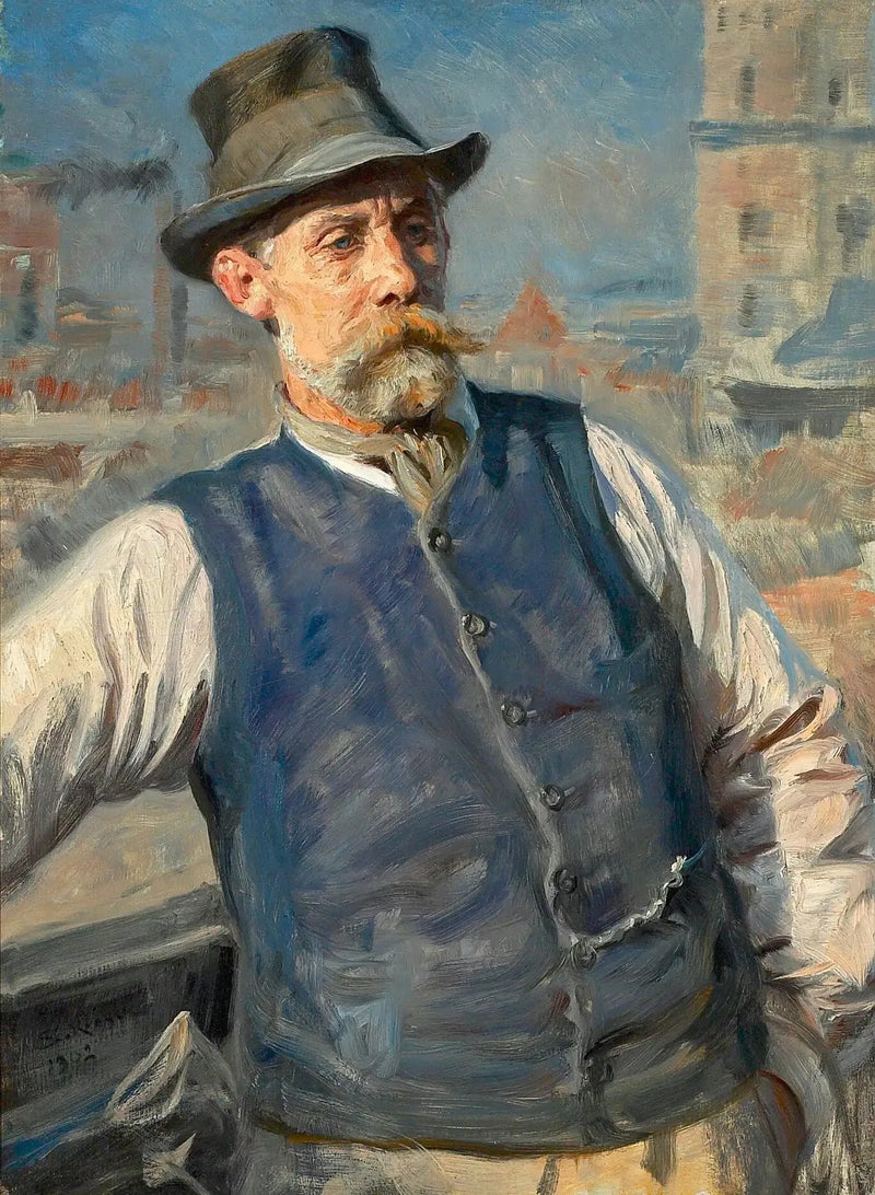 Portret van de voorzitter van het metselbedrijf Heinrich Krone. - Peder Severin Krøyer