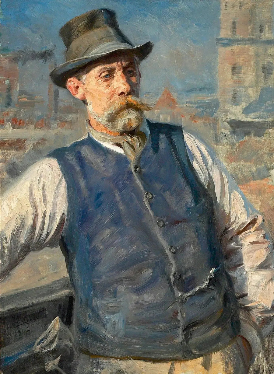 Portret van de voorzitter van het metselbedrijf Heinrich Krone. - Peder Severin Krøyer