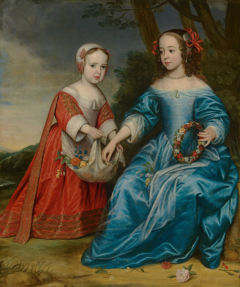 Portret van prins Willem III en zijn tante Maria van Nassau - Gerrit van Honthorst