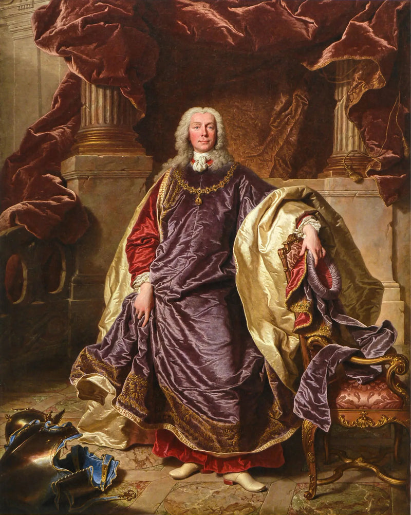 Portret van prins Joseph Wenzel I van Liechtenstein in volle orde van de Gulden Vlies - Hyacinthe Rigaud