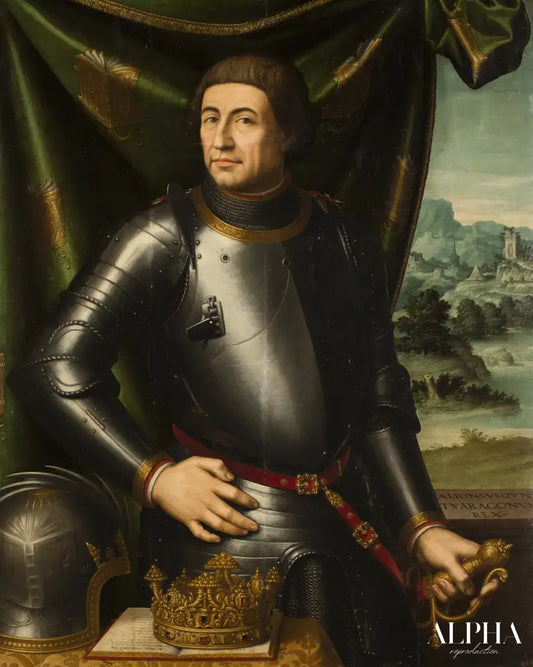 Portrait du roi Alphonse V d'Aragon - Vicente Juan Masip - Reproductions de tableaux et peintures haut de gamme