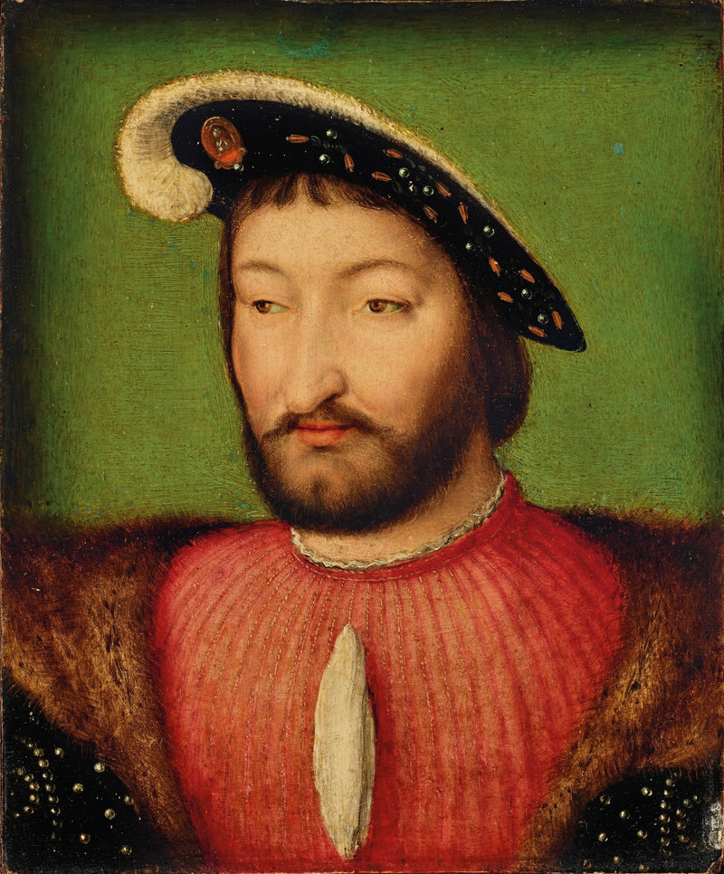 Portret van koning François I van Frankrijk, borstbeeld - Joos van Cleve