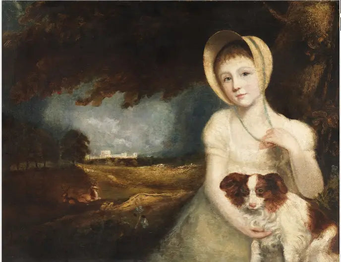 Portret van een kind met een hond - John Constable