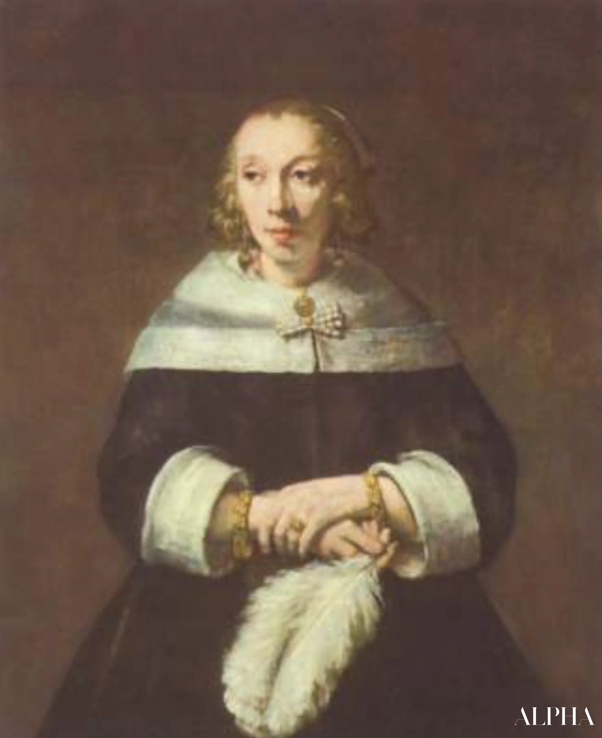Portret van een dame met de bottepen - Rembrandt van Rijn - Reproducties van schilderijen en hoogwaardige schilderijen