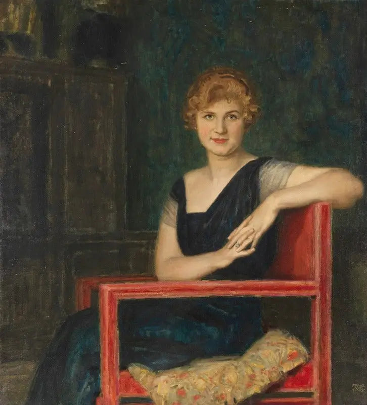 Portret van een dame - Franz Von Stuck