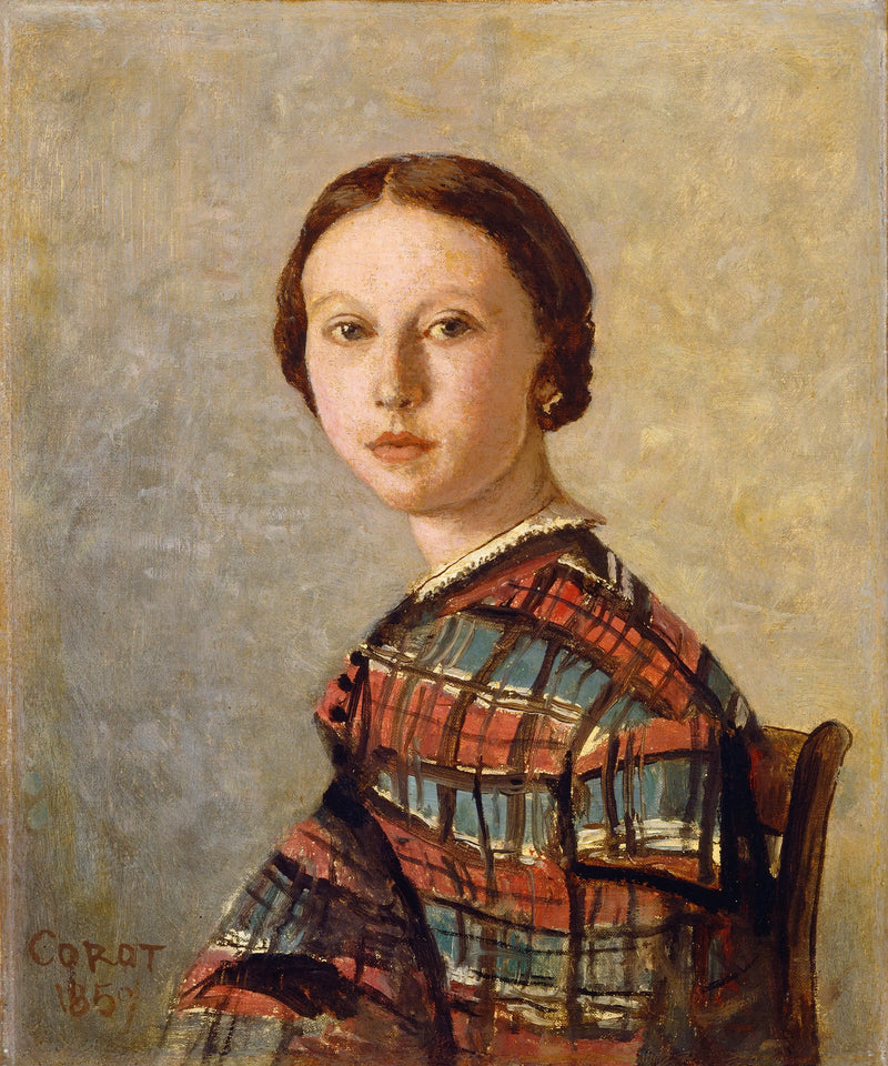 Portret van een jonge vrouw - Jean-Baptiste Camille Corot