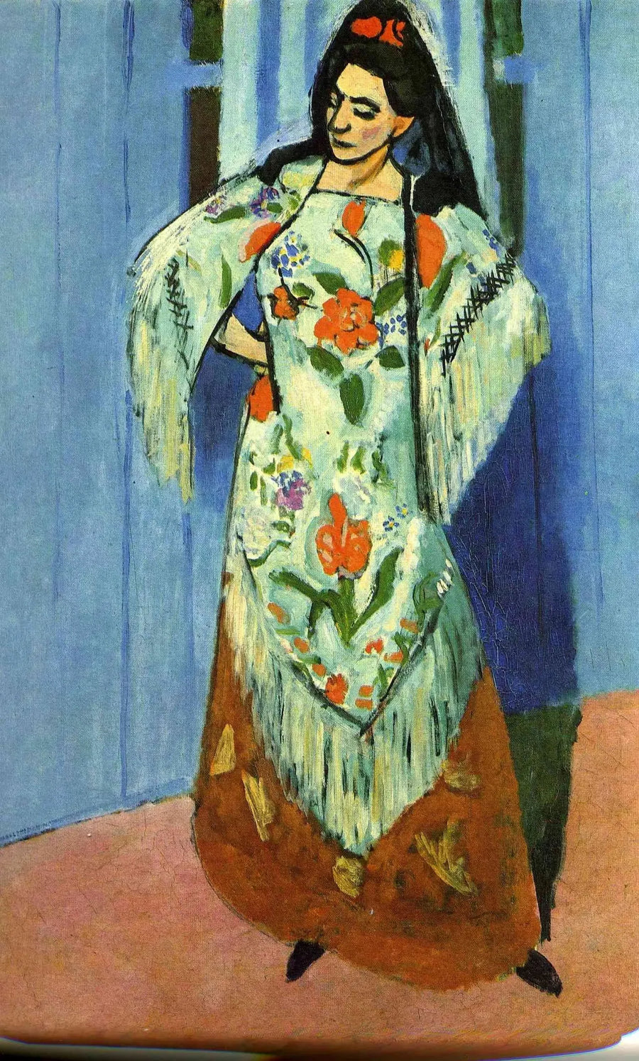 Volledig portret van mevrouw Matisse met een mantilla - Henri Matisse