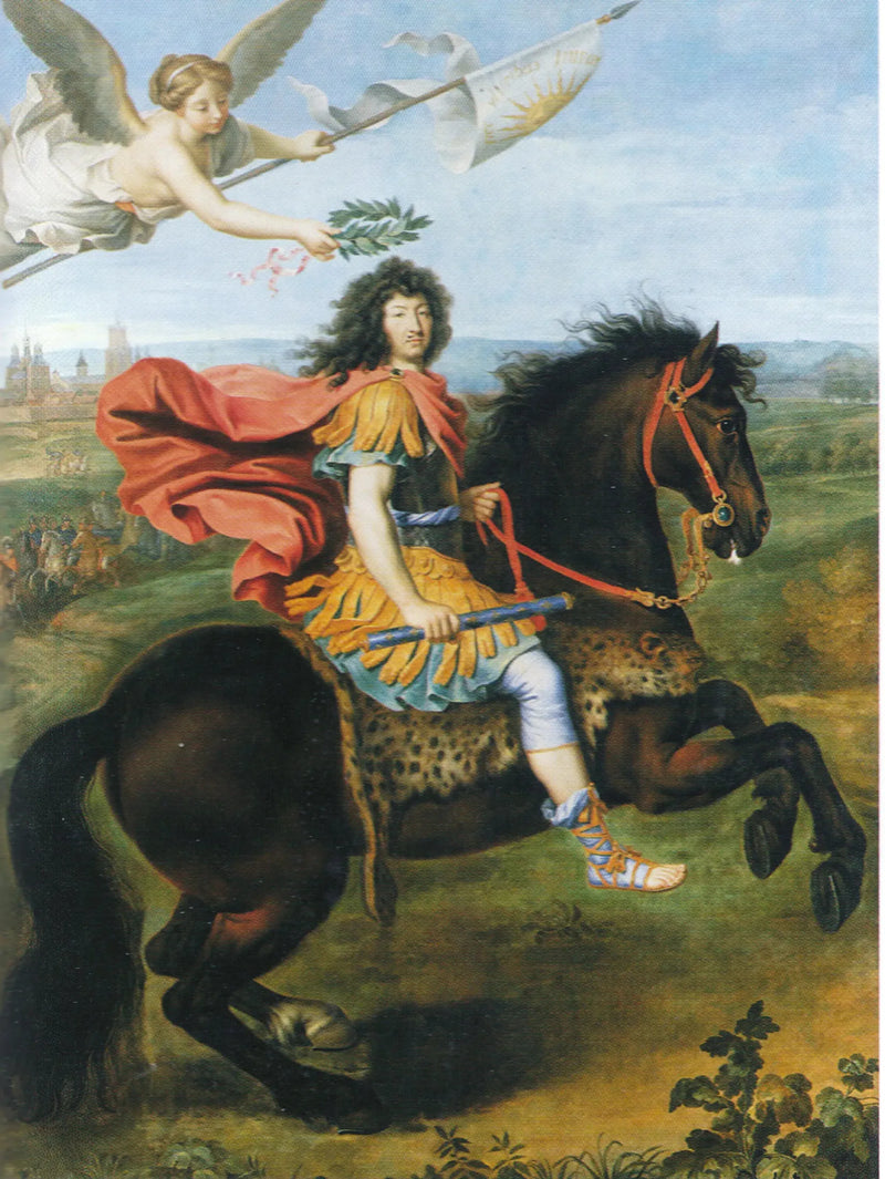 Paardportret van Lodewijk XIV gekroond door de Overwinning - Pierre Mignard