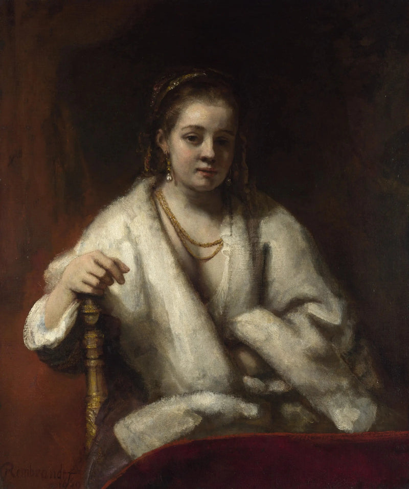 Hendrickje met bontsjaal - Rembrandt