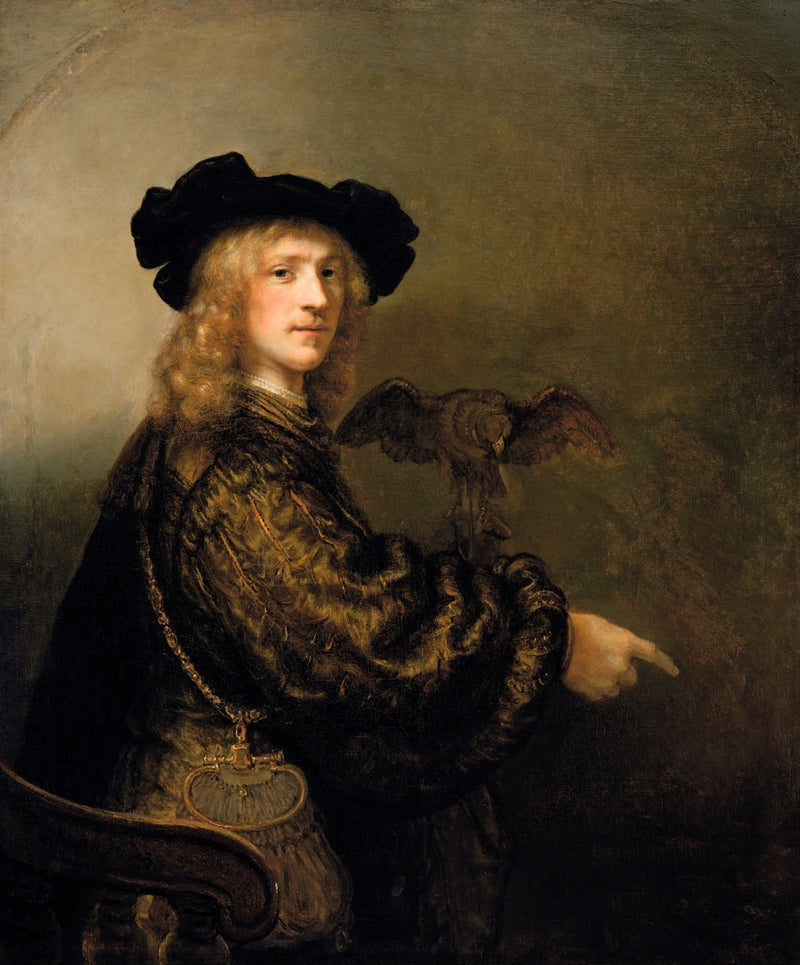 Portret van een man met een valk - Rembrandt