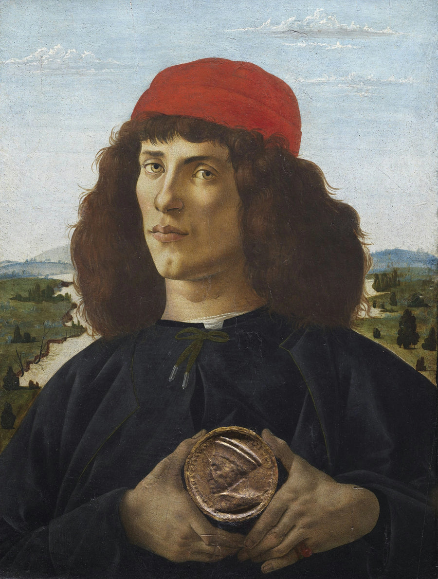 Portret van een man met medaille van Cosme de Oude - Sandro Botticelli